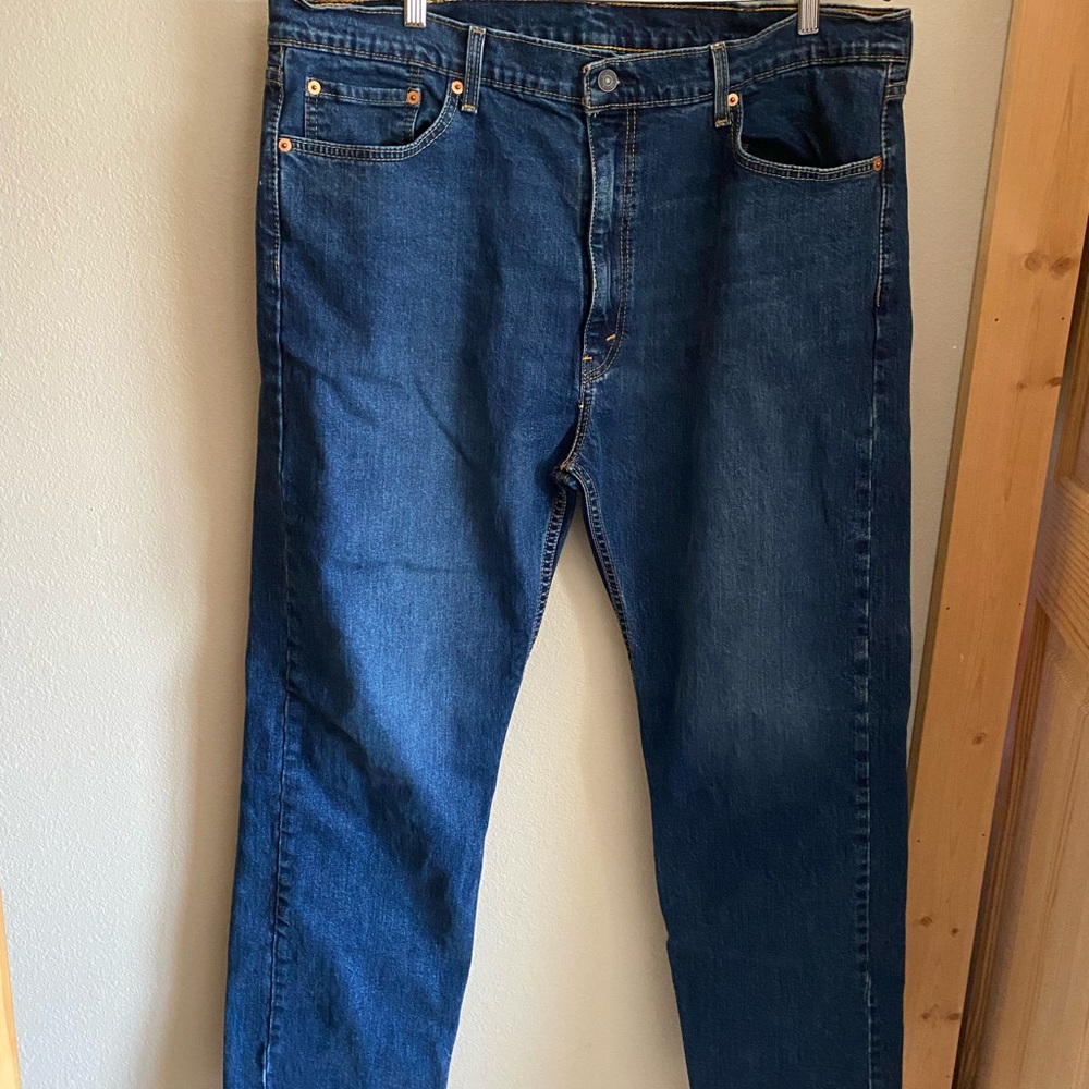 Levi's Straight Leg Dark Wash Indigo Blue Denim Jeans Regular Fit 505 Men